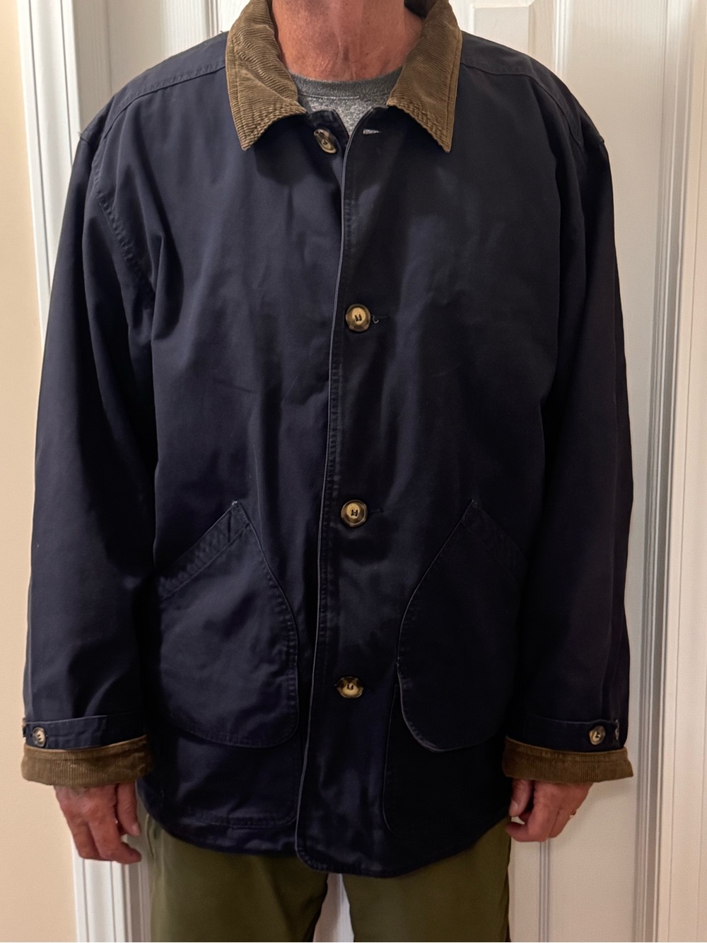 Vintage American Eagle Men’s Canvas Barn Chore Coat Flannel Lined Navy Size XL